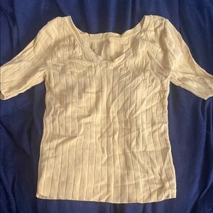 Dip Yellow Fitted Ribbed Short Sleeve Blouse